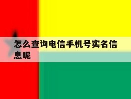 怎么查询电信手机号实名信息呢