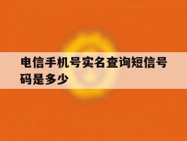 电信手机号实名查询短信号码是多少