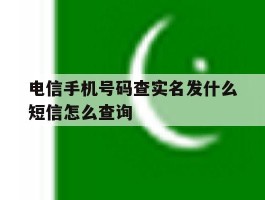 关于电信手机号码查实名发什么短信怎么查询的信息