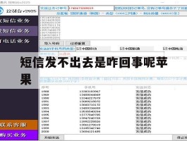 短信发不出去是咋回事呢苹果