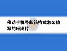关于移动手机号邮箱格式怎么填写的呀图片的信息