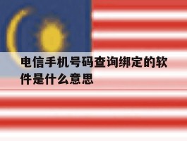 电信手机号码查询绑定的软件是什么意思