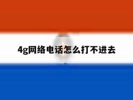 4g网络电话怎么打不进去
