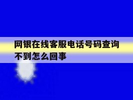 包含网银在线客服电话号码查询不到怎么回事的词条