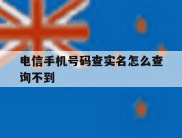 电信手机号码查实名怎么查询不到
