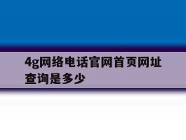 4g网络电话官网首页网址查询是多少