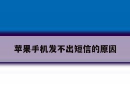 苹果手机发不出短信的原因
