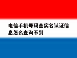 电信手机号码查实名认证信息怎么查询不到