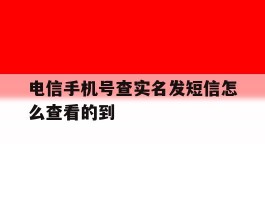 电信手机号查实名发短信怎么查看的到