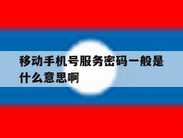 移动手机号服务密码一般是什么意思啊