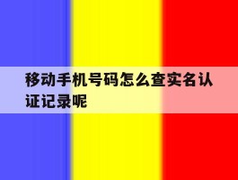 移动手机号码怎么查实名认证记录呢