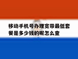 移动手机号办理宽带最低套餐是多少钱的呢怎么查的简单介绍