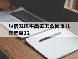 短信发送不出去怎么回事儿呀苹果12