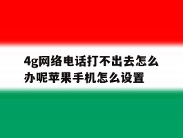 4g网络电话打不出去怎么办呢苹果手机怎么设置的简单介绍