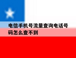 电信手机号流量查询电话号码怎么查不到
