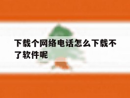 下载个网络电话怎么下载不了软件呢
