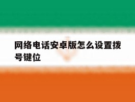 网络电话安卓版怎么设置拨号键位