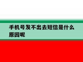 手机号发不出去短信是什么原因呢