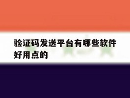 验证码发送平台有哪些软件好用点的