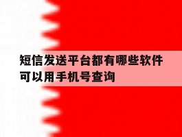 短信发送平台都有哪些软件可以用手机号查询