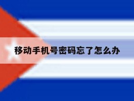 移动手机号密码忘了怎么办
