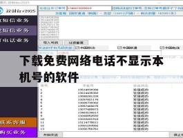 关于下载免费网络电话不显示本机号的软件的信息
