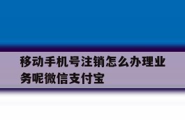 移动手机号注销怎么办理业务呢微信支付宝的简单介绍