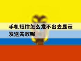 手机短信怎么发不出去显示发送失败呢