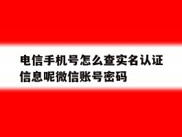 包含电信手机号怎么查实名认证信息呢微信账号密码的词条