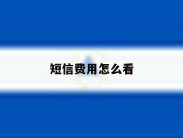 短信费用怎么看
