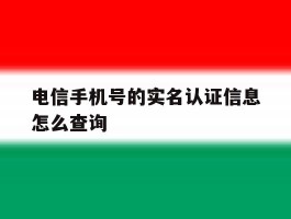 电信手机号的实名认证信息怎么查询
