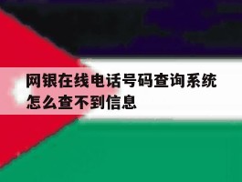 网银在线电话号码查询系统怎么查不到信息