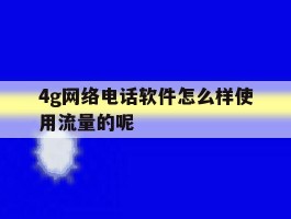 包含4g网络电话软件怎么样使用流量的呢的词条