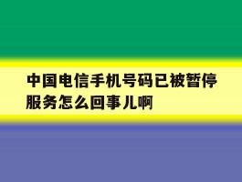 中国电信手机号码已被暂停服务怎么回事儿啊的简单介绍