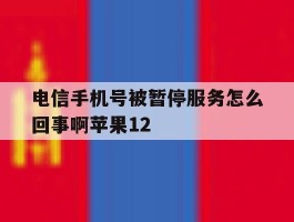 关于电信手机号被暂停服务怎么回事啊苹果12的信息