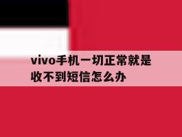 vivo手机一切正常就是收不到短信怎么办