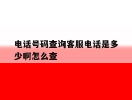 电话号码查询客服电话是多少啊怎么查