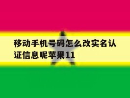 关于移动手机号码怎么改实名认证信息呢苹果11的信息