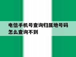 电信手机号查询归属地号码怎么查询不到