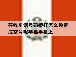 在线电话号码拨打怎么设置成空号呢苹果手机上的简单介绍