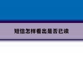 短信怎样看出是否已读