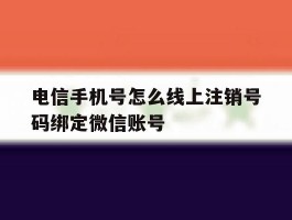 电信手机号怎么线上注销号码绑定微信账号的简单介绍