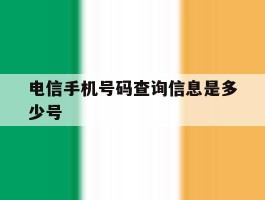 电信手机号码查询信息是多少号