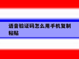 语音验证码怎么用手机复制粘贴