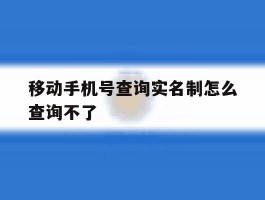 移动手机号查询实名制怎么查询不了