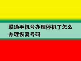 联通手机号办理停机了怎么办理恢复号码