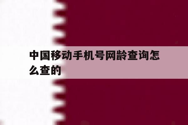 中国移动手机号网龄查询怎么查的 中国移动手机号网龄查询怎么查的