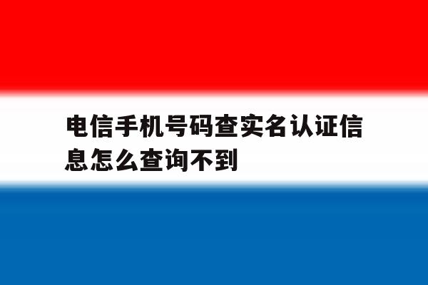 电信手机号码查实名认证信息怎么查询不到 电信手机号码查实名认证信息怎么查询不到