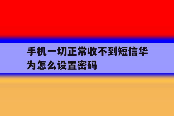 手机一切正常收不到短信华为怎么设置密码 手机一切正常收不到短信华为怎么设置密码