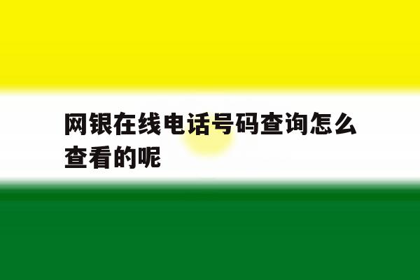 网银在线电话号码查询怎么查看的呢的简单介绍 网银在线电话号码查询怎么查看的呢的简单介绍